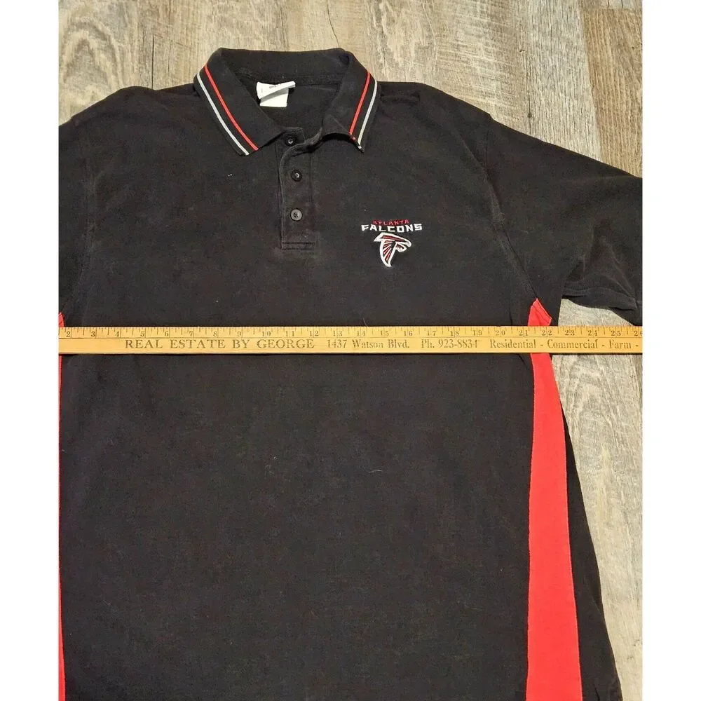Atlanta Falcons NFL Men's Short Sleeve Black Red 3 Button Polo Shirt Size XL